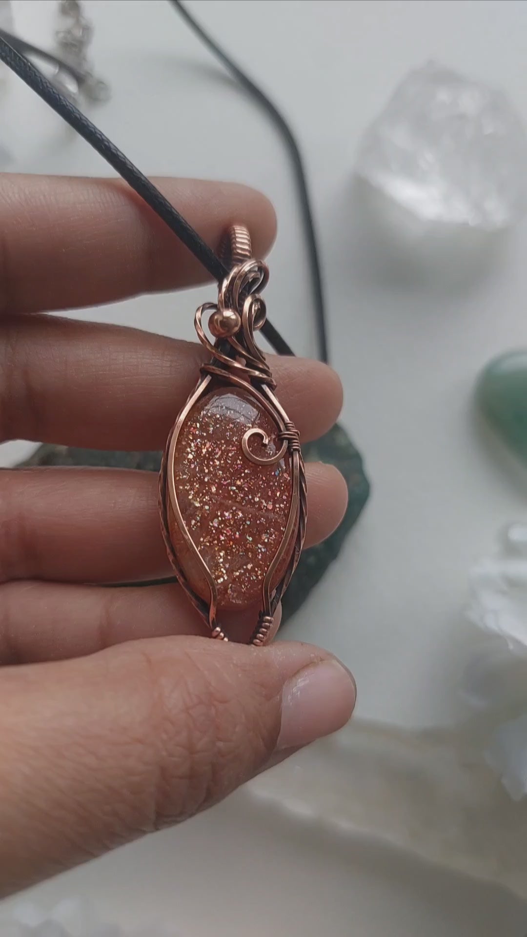 Sunstone Copper Wire Wrapped Pendant – Handmade Crystal Necklace for Joy, Confidence & Positive Energy