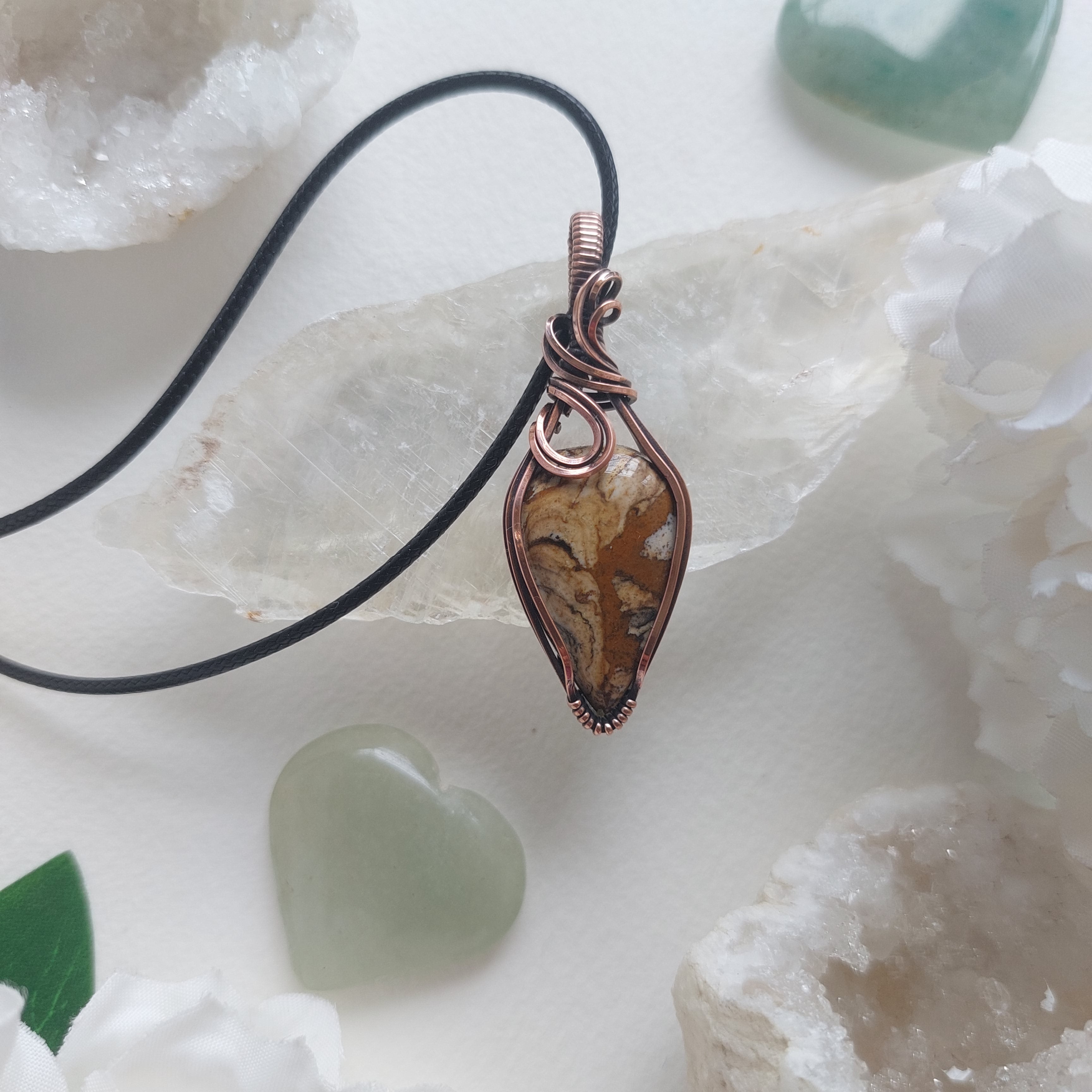 Picture Jasper Copper Pendant – Handmade Earthy Crystal Necklace for Grounding & Inner Strength