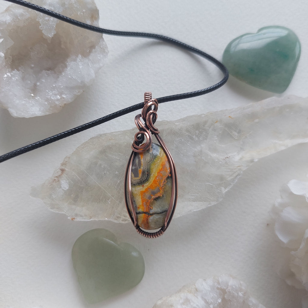 Bumblebee Jasper Copper Pendant – Handmade Bold Yellow Crystal Necklace for Energy & Positivity
