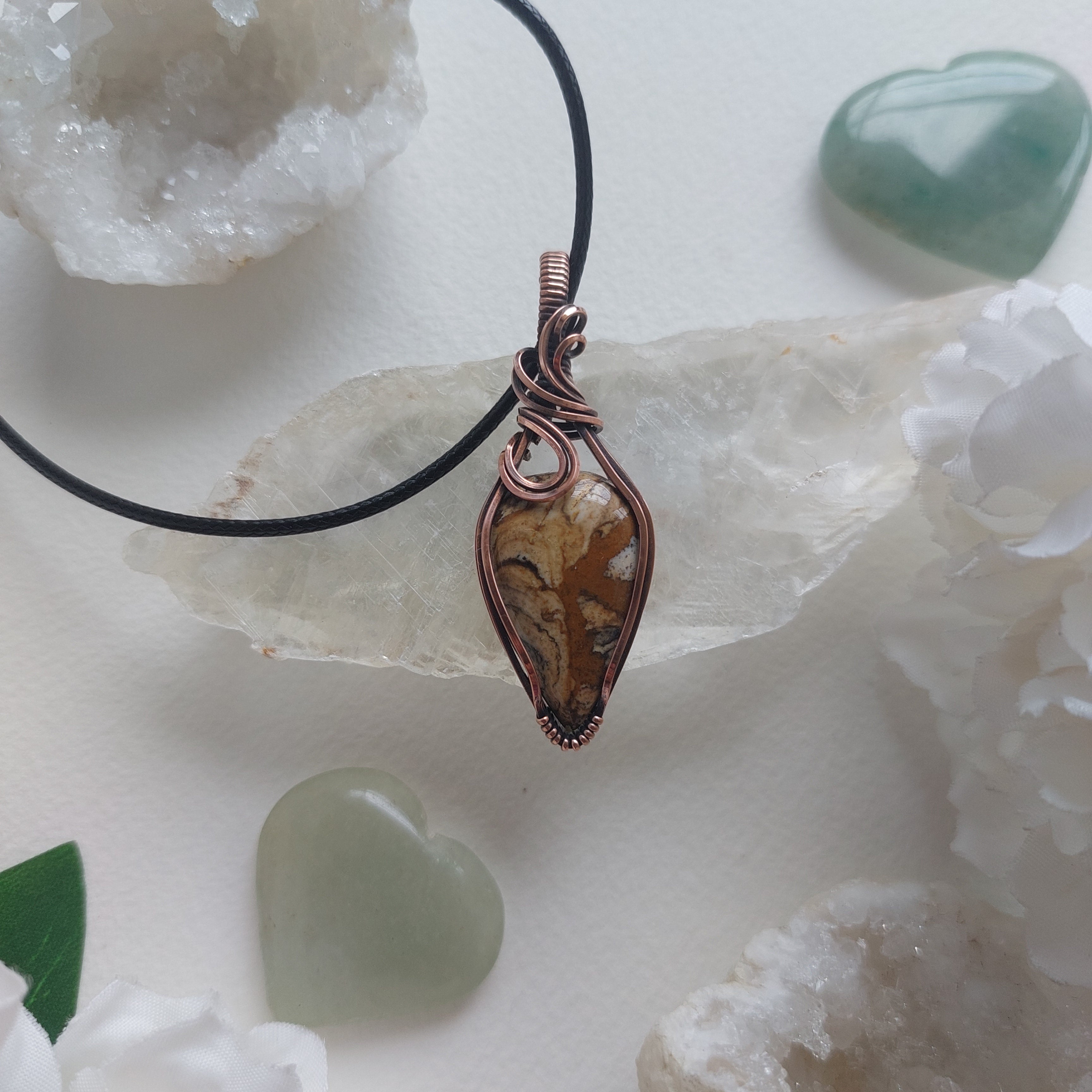 Picture Jasper Copper Pendant – Handmade Earthy Crystal Necklace for Grounding & Inner Strength