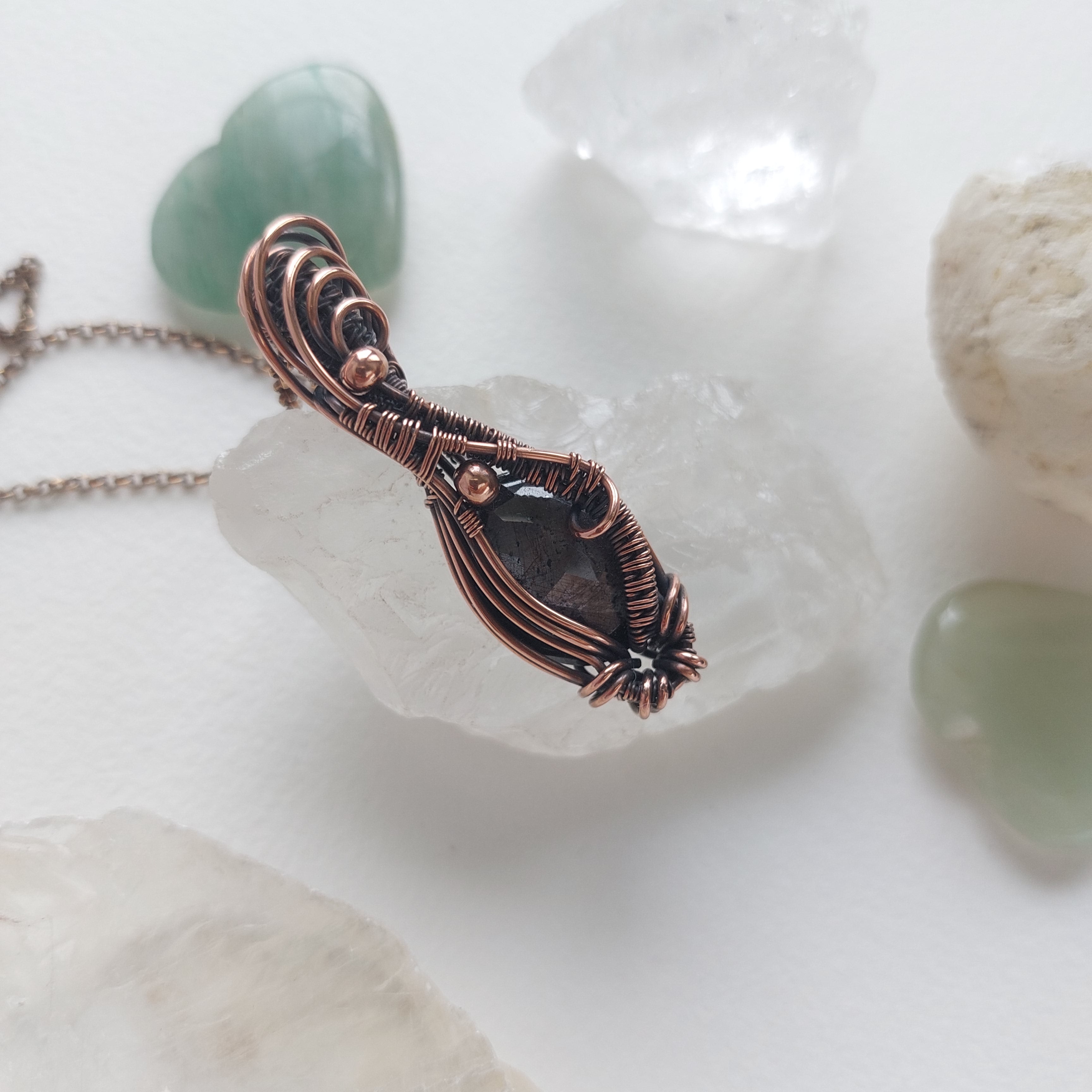Dark Indian Ruby wire wrapped in antique copper| handmade gemstone pendant