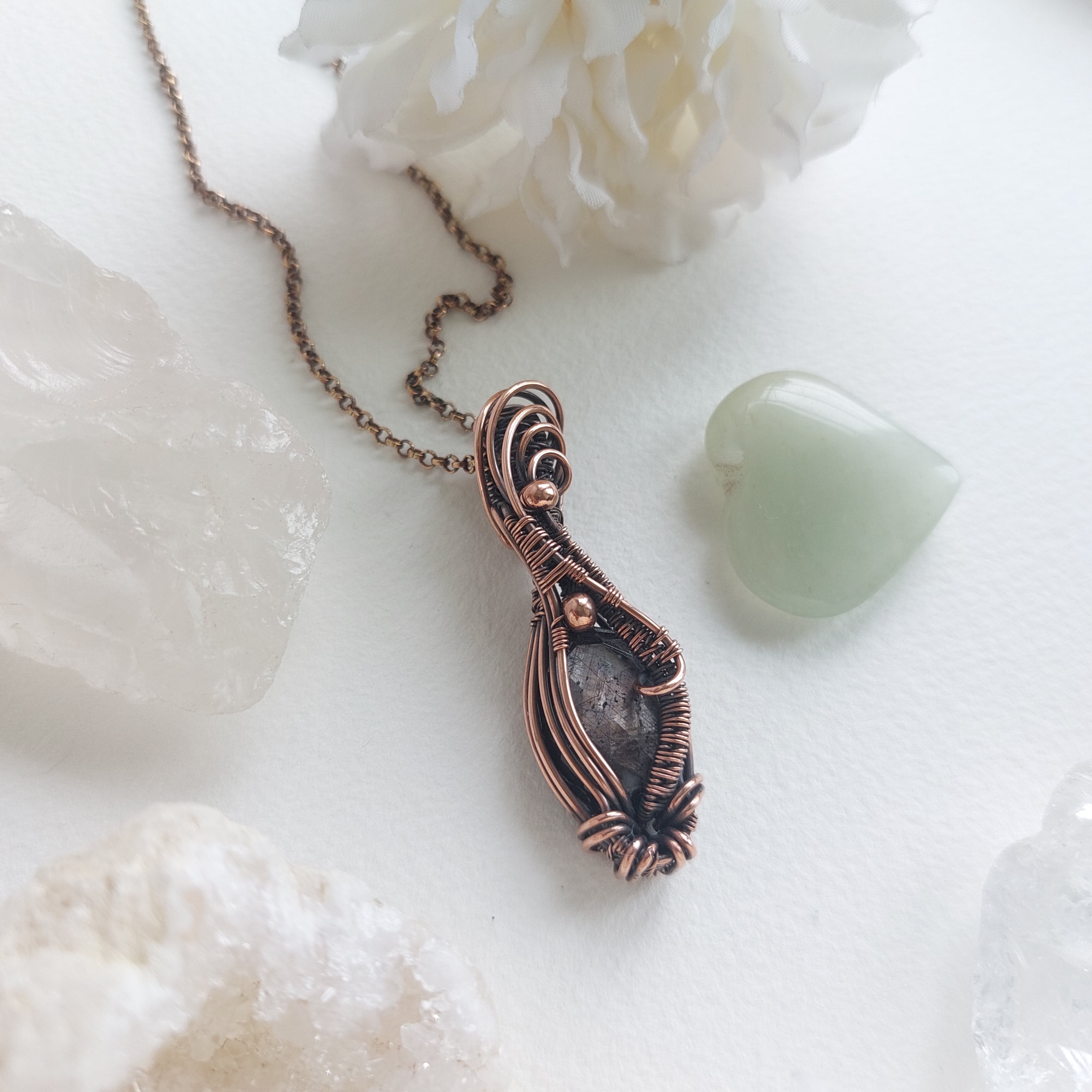 Dark Indian Ruby wire wrapped in antique copper| handmade gemstone pendant